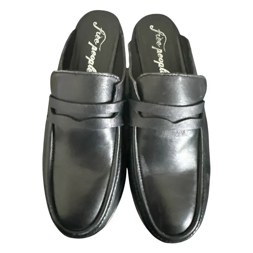Free People Winston Women's Black Platform Loafer Mules Sz EU 39 USA 8.5